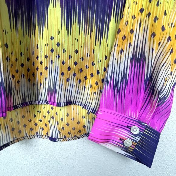 Anthropologie Leifsdottir 100% Silk Colorful Abstract Blouse Size 8 - Picture 4 of 9